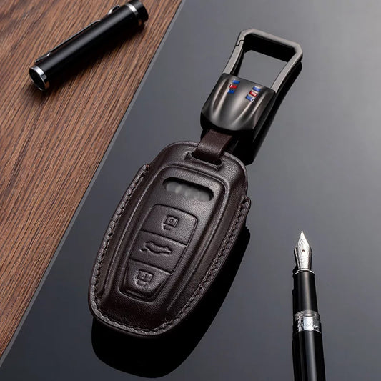 Leather Key Fob Cover for Audi (Model D) - T-Carbon Official Store