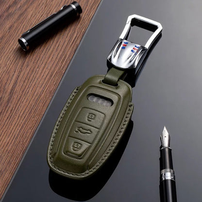 Leather Key Fob Cover for Audi (Model D) - T-Carbon Official Store