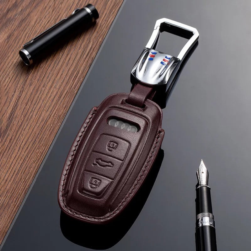 Leather Key Fob Cover for Audi (Model D) - T-Carbon Official Store